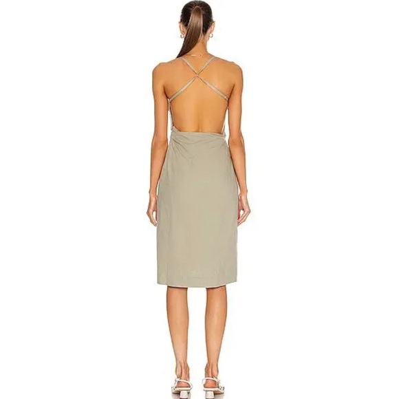 Jacquemus Linen La Robe Laurier Midi Dress Sage Green - Picture 4 of 15